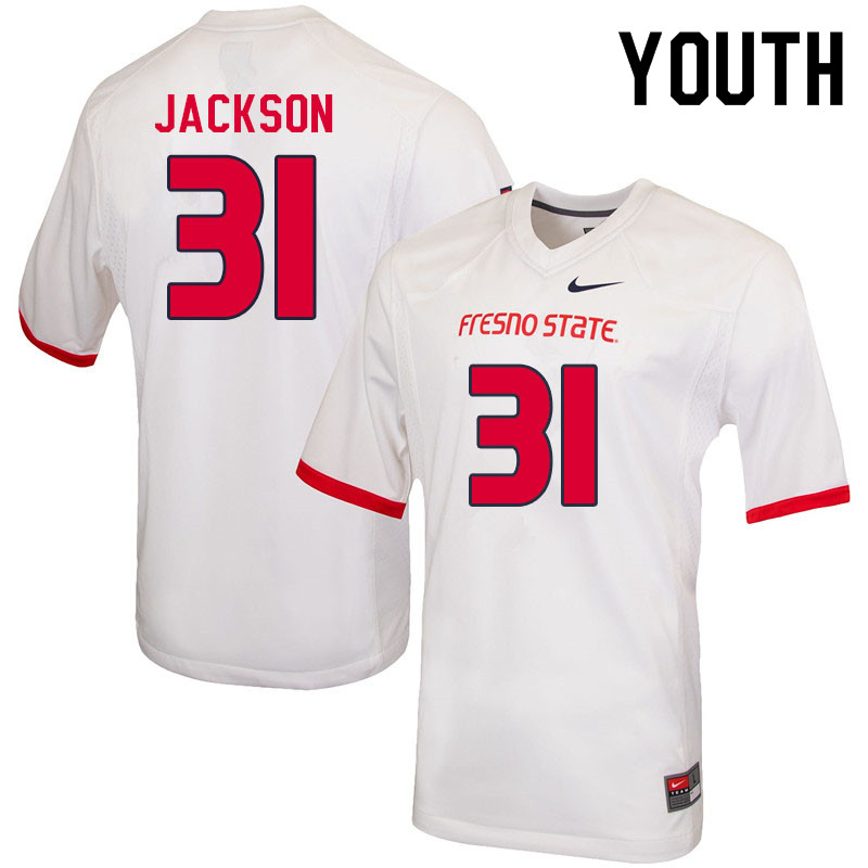 Youth #31 Phoenix Jackson Fresno State Bulldogs College Football Jerseys Sale-White - Click Image to Close